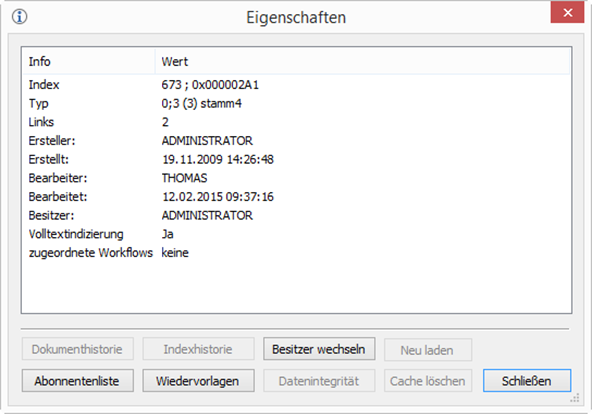 Object properties – Folders and registers
